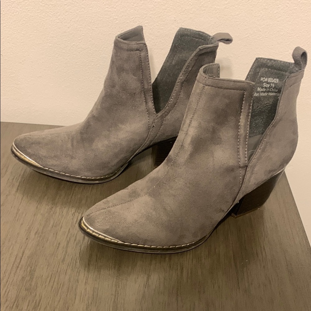 Journee Issla Cutout Booties in Faux Suede